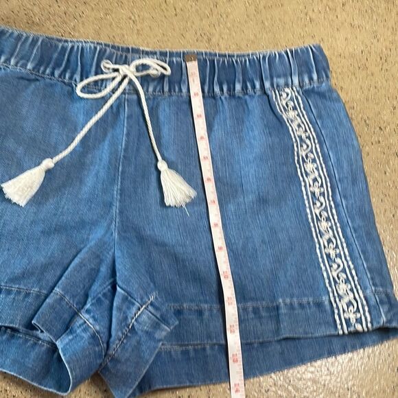 LOFT Linen Blend Chambray Embroidered Drawstring Shorts sz 28 / 6 - Picture 12 of 13